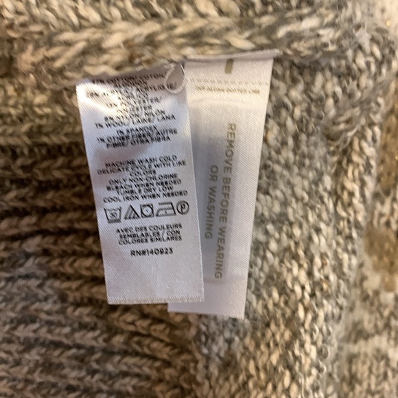 LOFT Long Sleeve Knit Dress - Gray and Gold - Picture 13 of 15